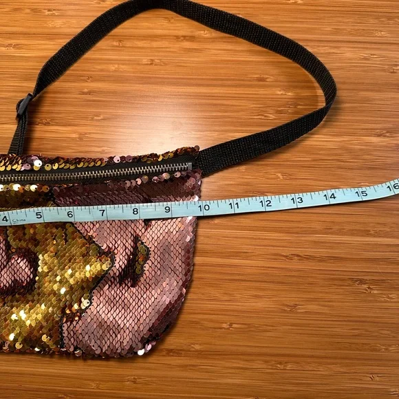 Flip Sequin Crossbody Bag in Gold and Pink - Picture 2 of 3